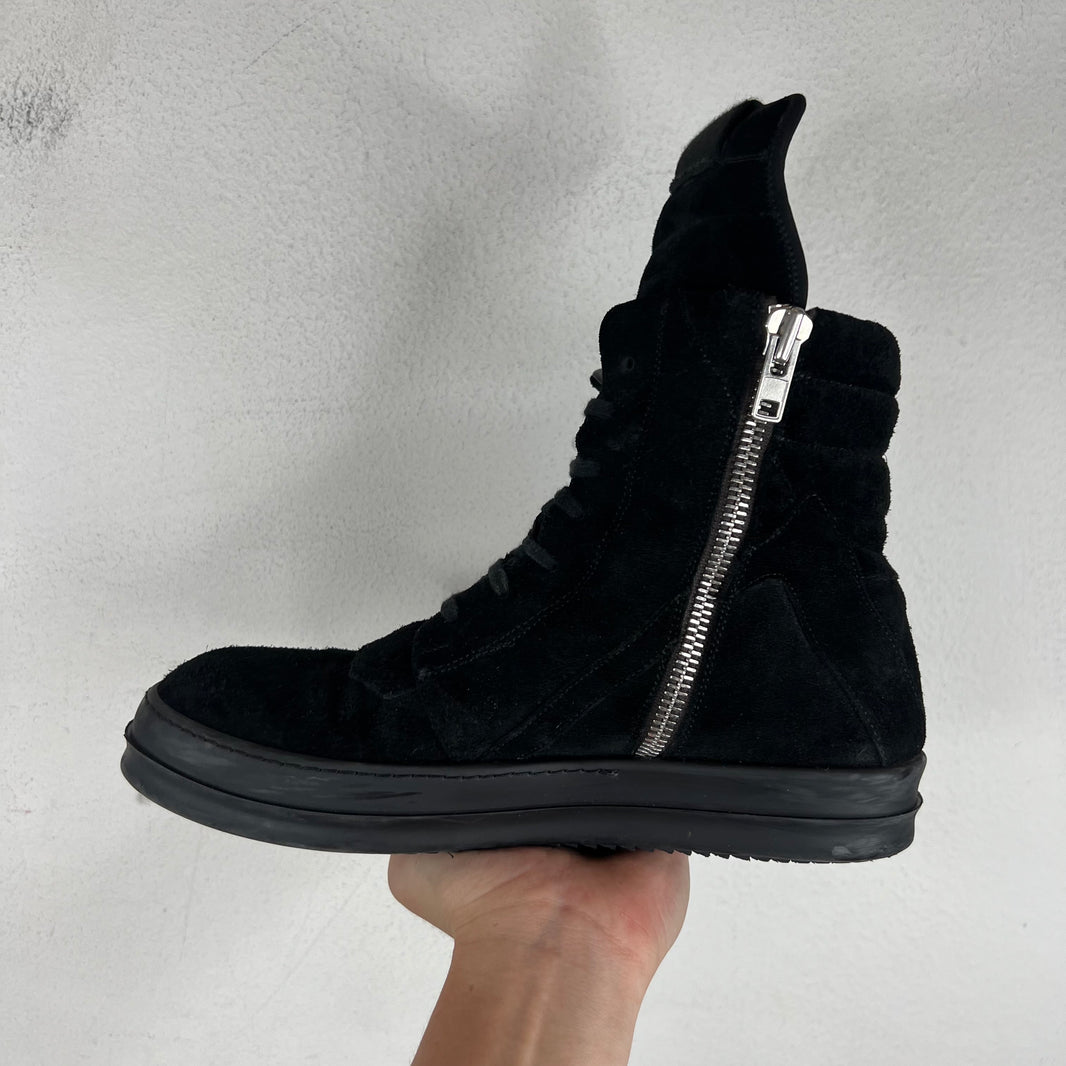Rick Owens Triple Black Suede Geobaskets