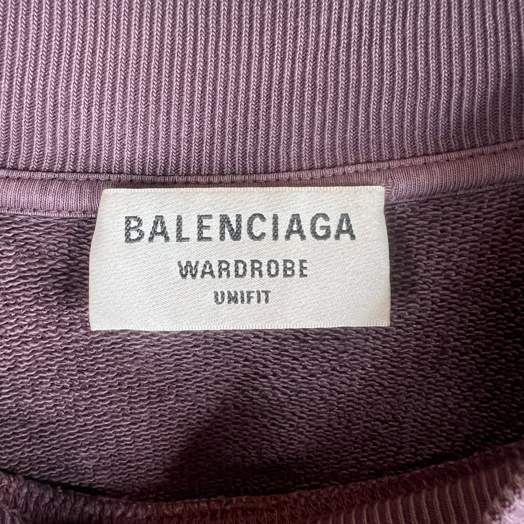 Balenciaga Wardrobe Purple Washed Small Logo Crewneck