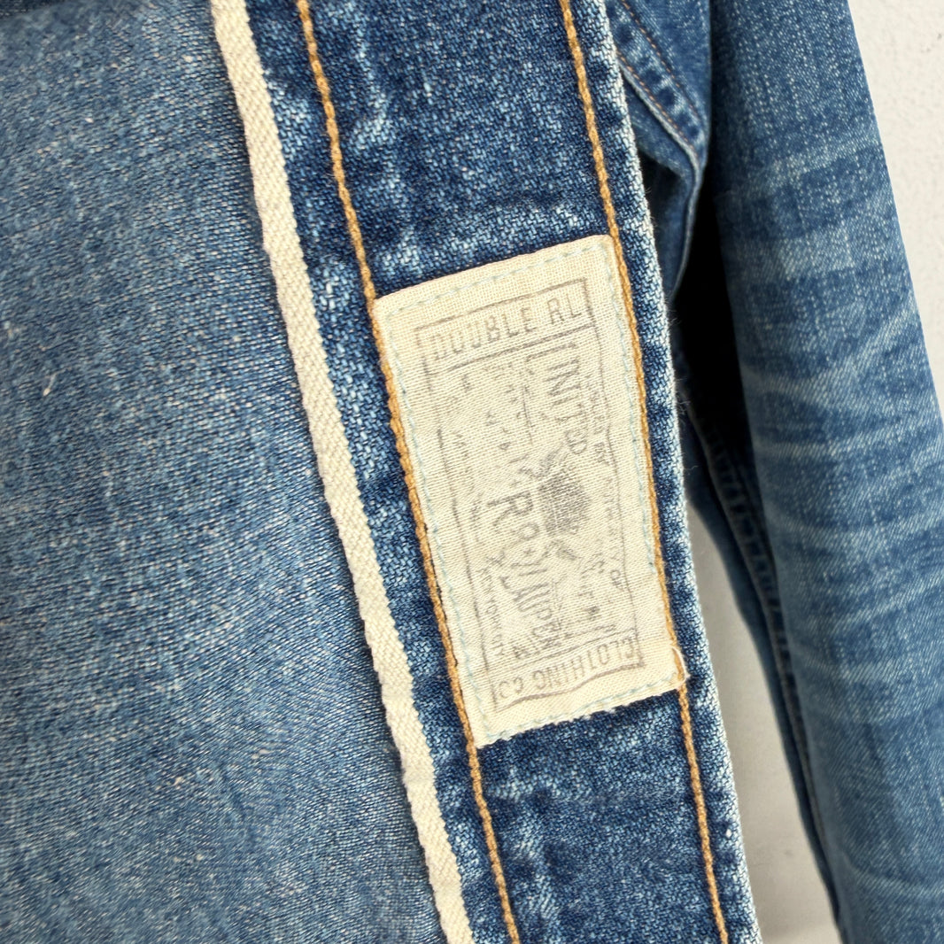 RRL Denim Western Snap Button Mandarin Collar Denim Shirt