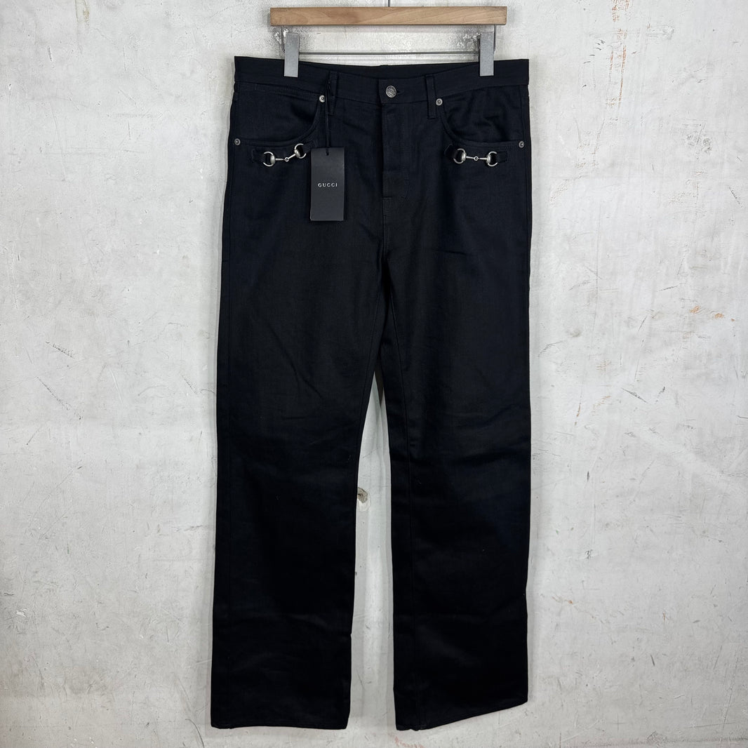 Gucci Black Raw Horsebit Jeans