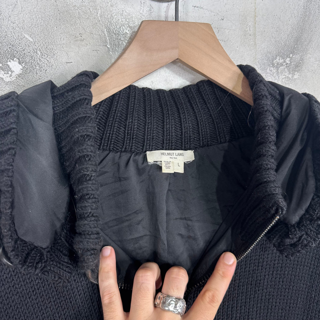 Helmut Lang Hooded Zip Up Knit Jacket