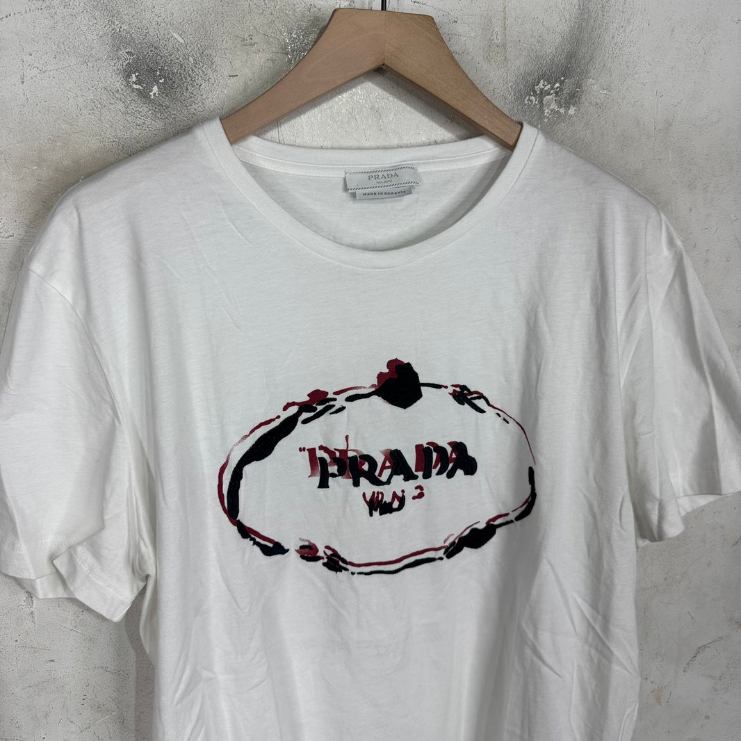 Prada Stencil Embroidered Logo T-Shirt