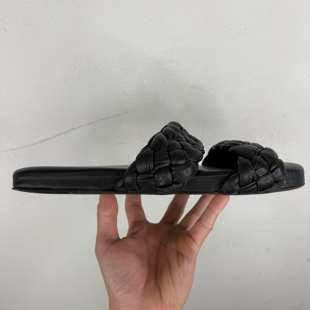 Bottega Veneta Black Woven Sandals
