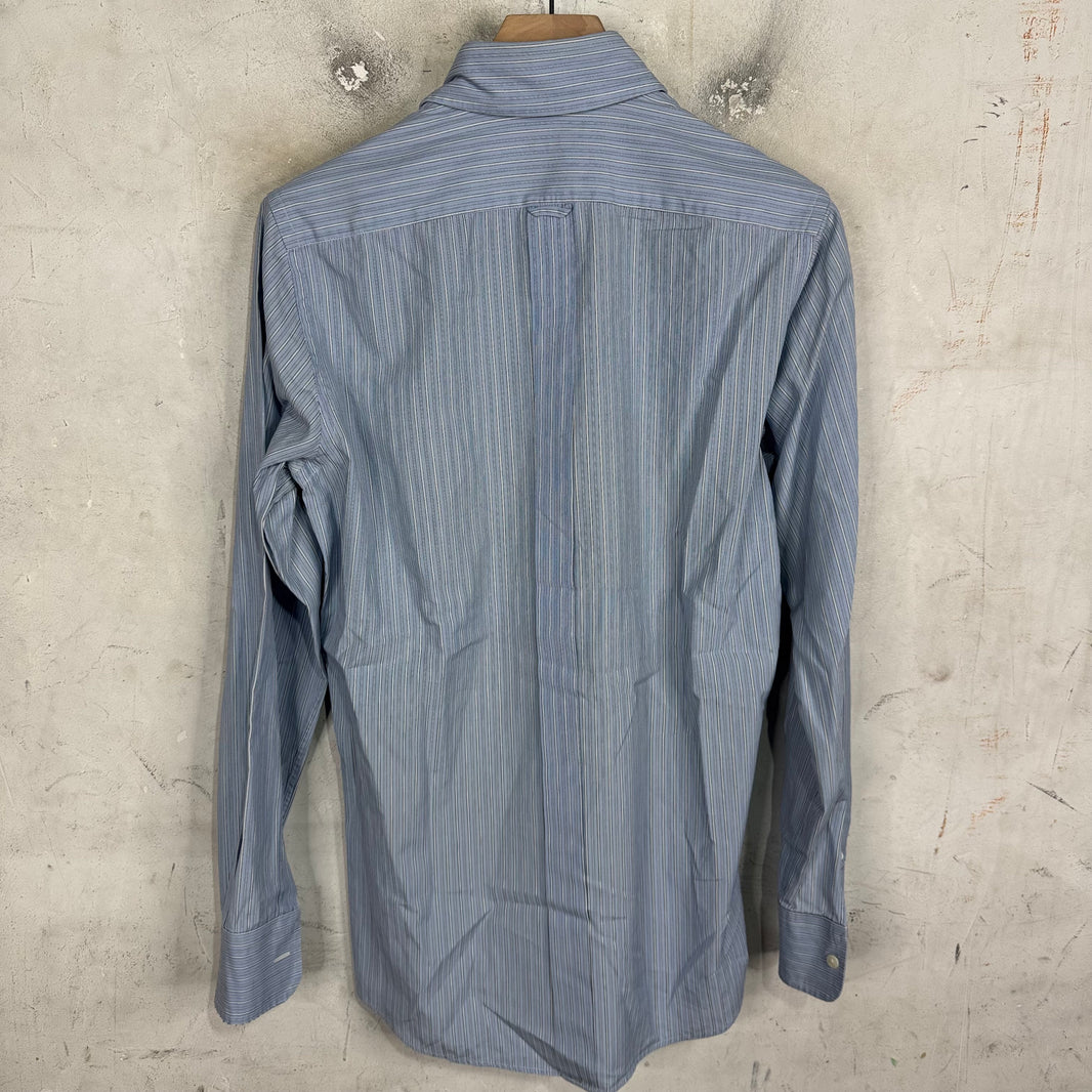 Dolce Gabanna Blue Striped LS Button Up