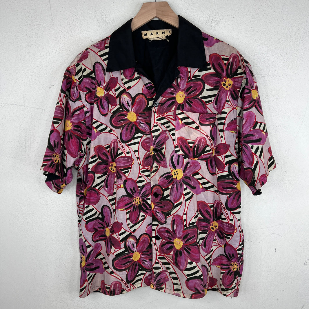 Marni Reversible Purple Floral Button Up Shirt
