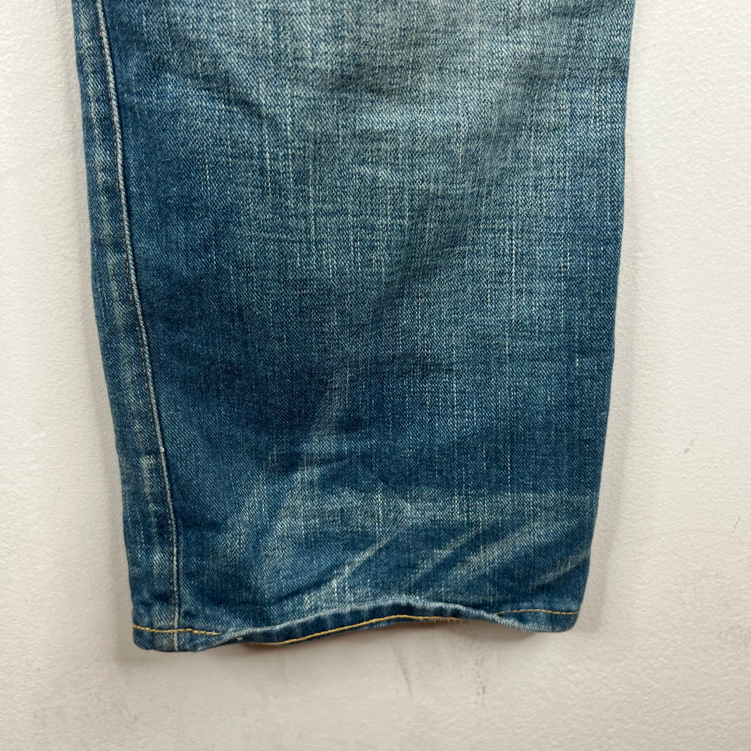 RRL Blue Washed Repaired Jeans