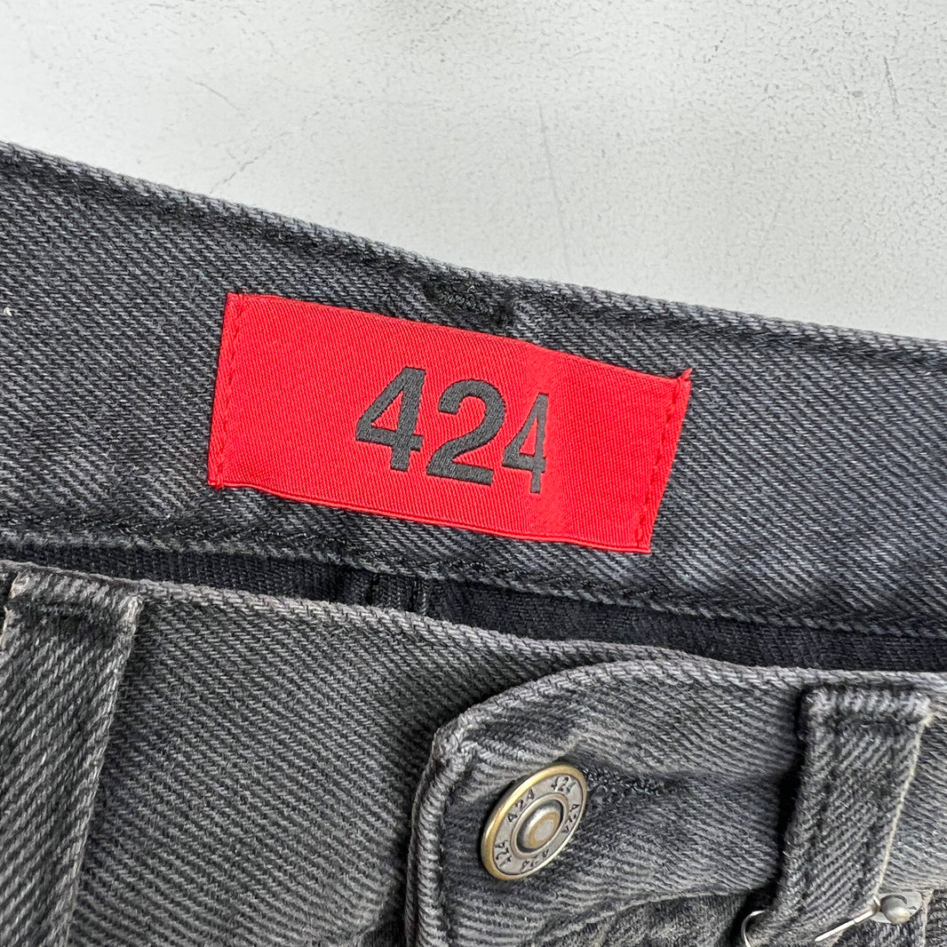 424 Black Straight Leg Denim Jeans
