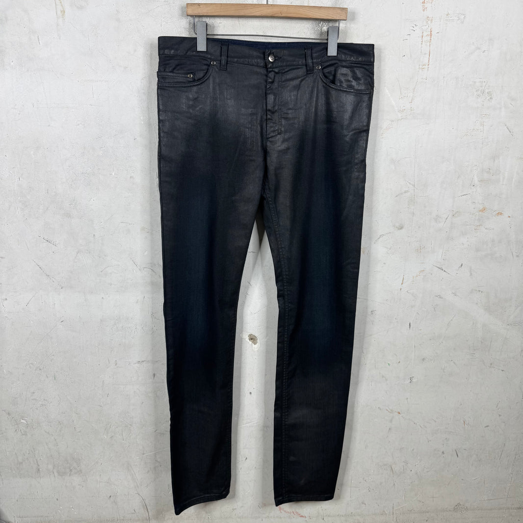 YSL Black Waxed Blue Jeans