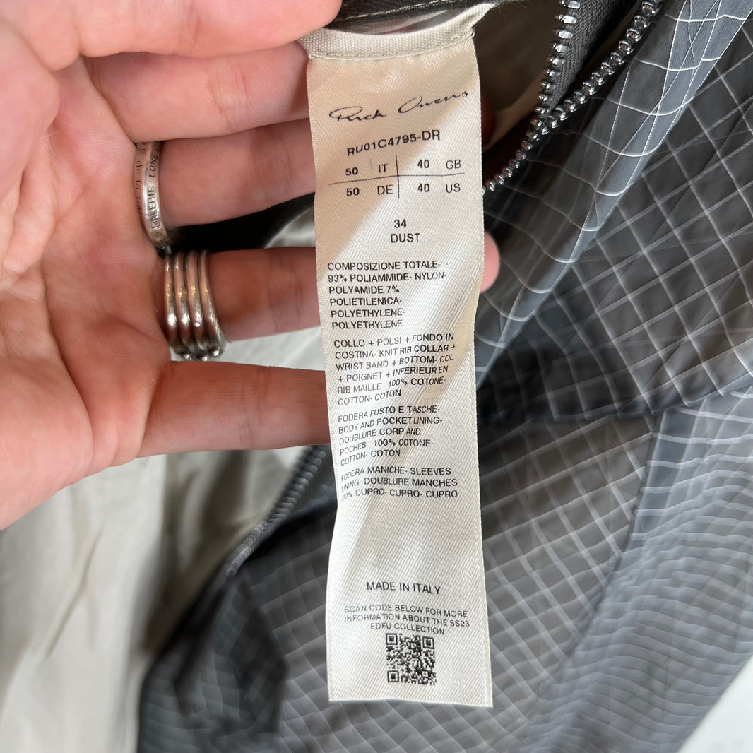 Rick Owens Gray Edfu Grid Bomber Jacket