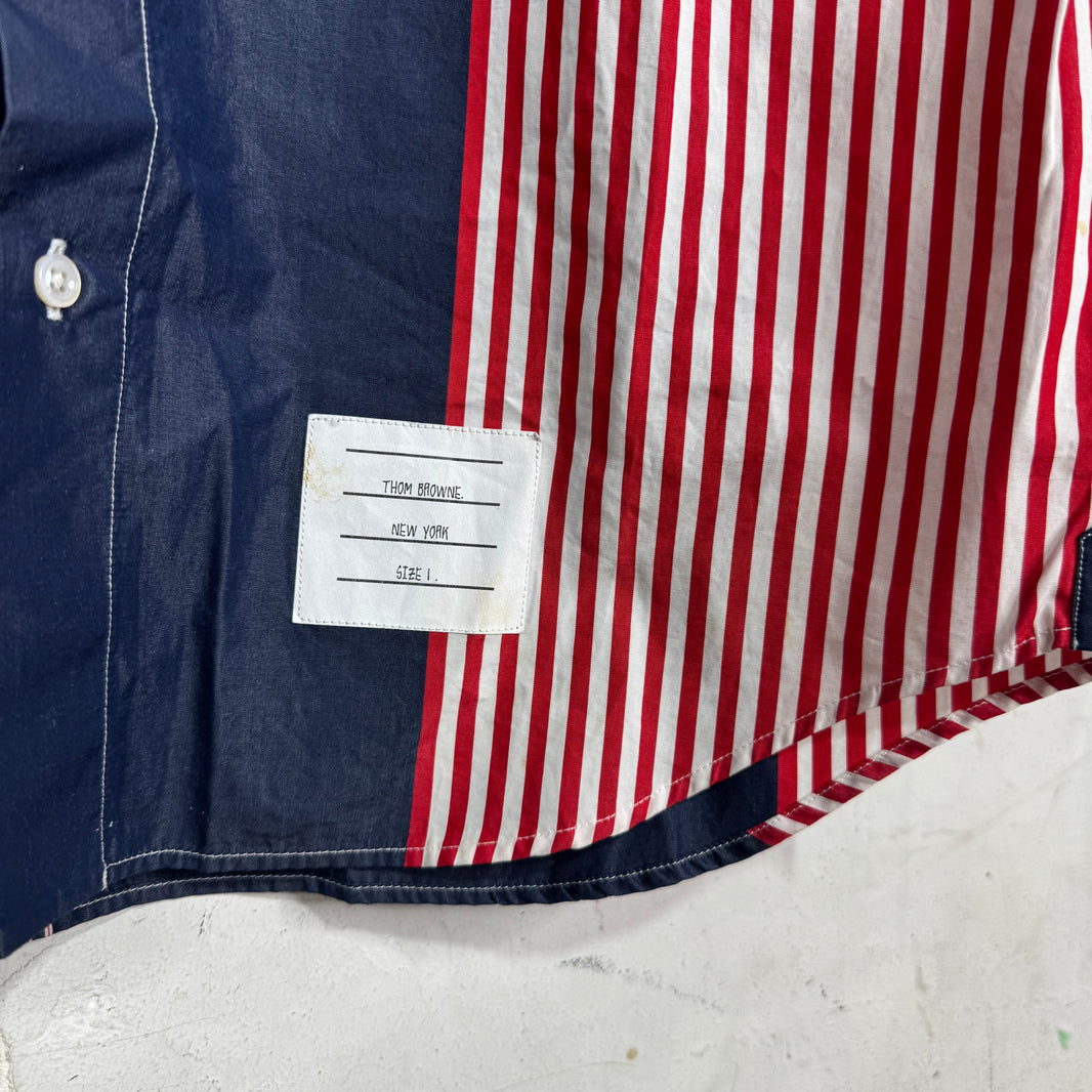 Thom Browne Navy Multi Striped S/S Shirt