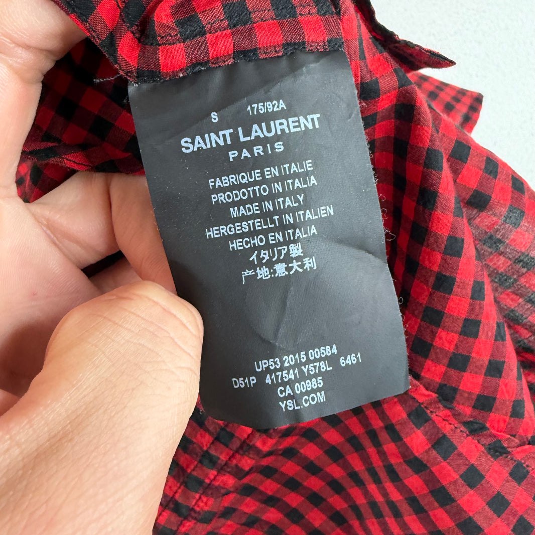 Saint Laurent Red Plaid Western Shirt