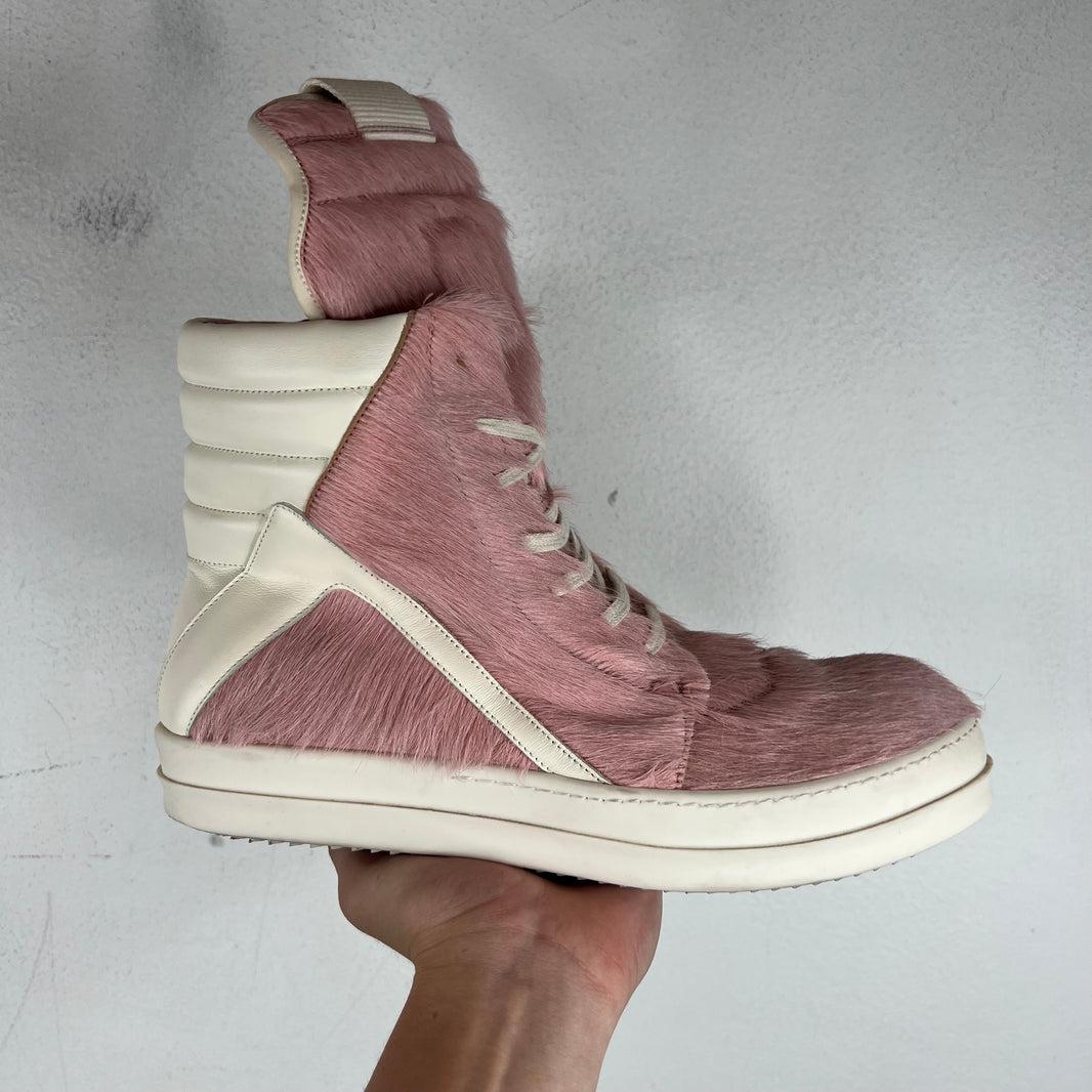 Rick Owens Pink Pony Hair Geobaskets