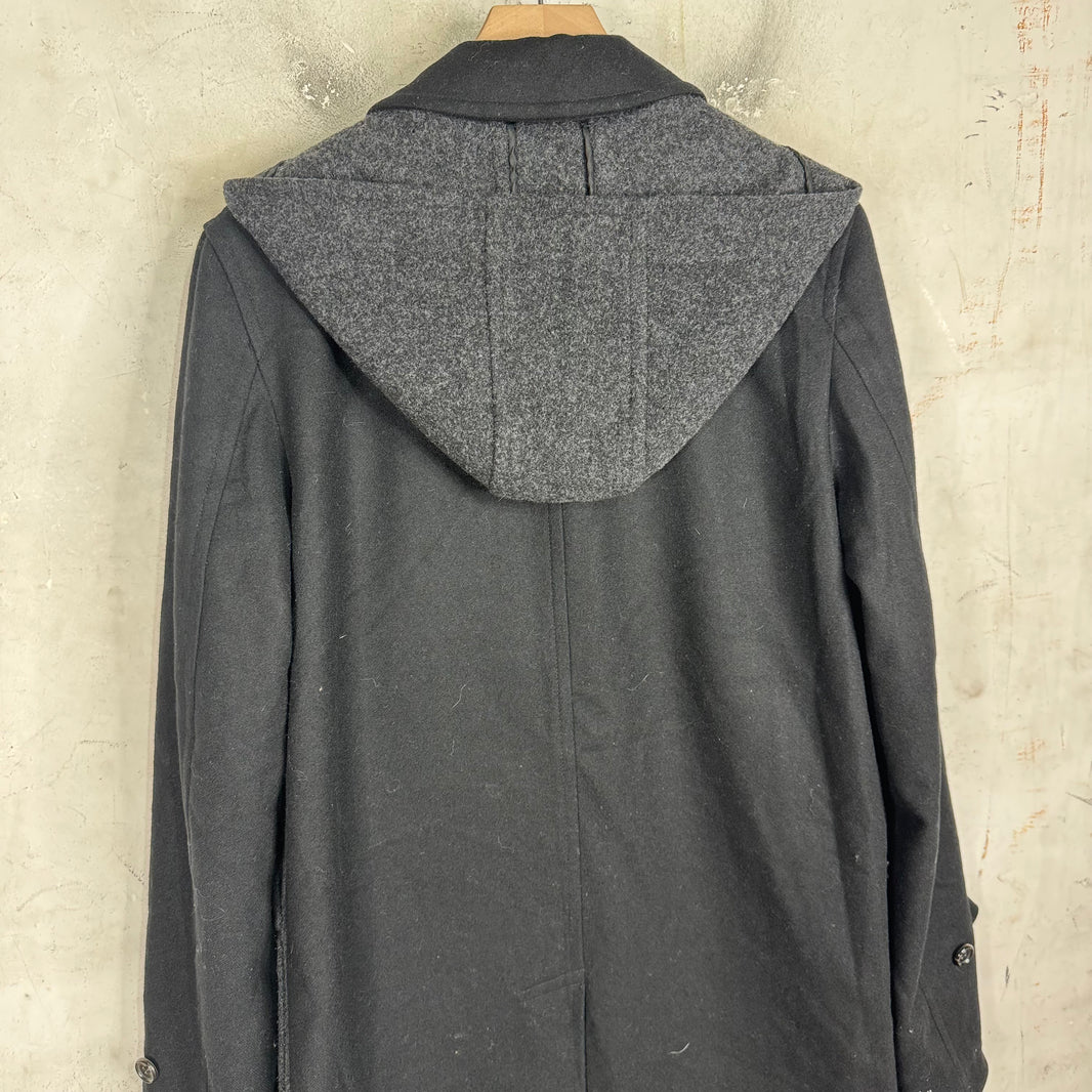 CDG  Homme Plus Wool Clasped Hooded Long Coat