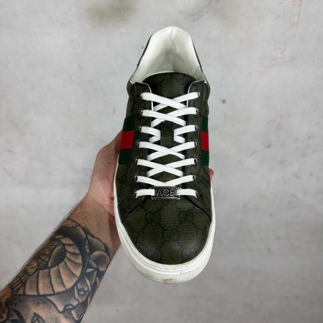Gucci Olive Monogram Aces