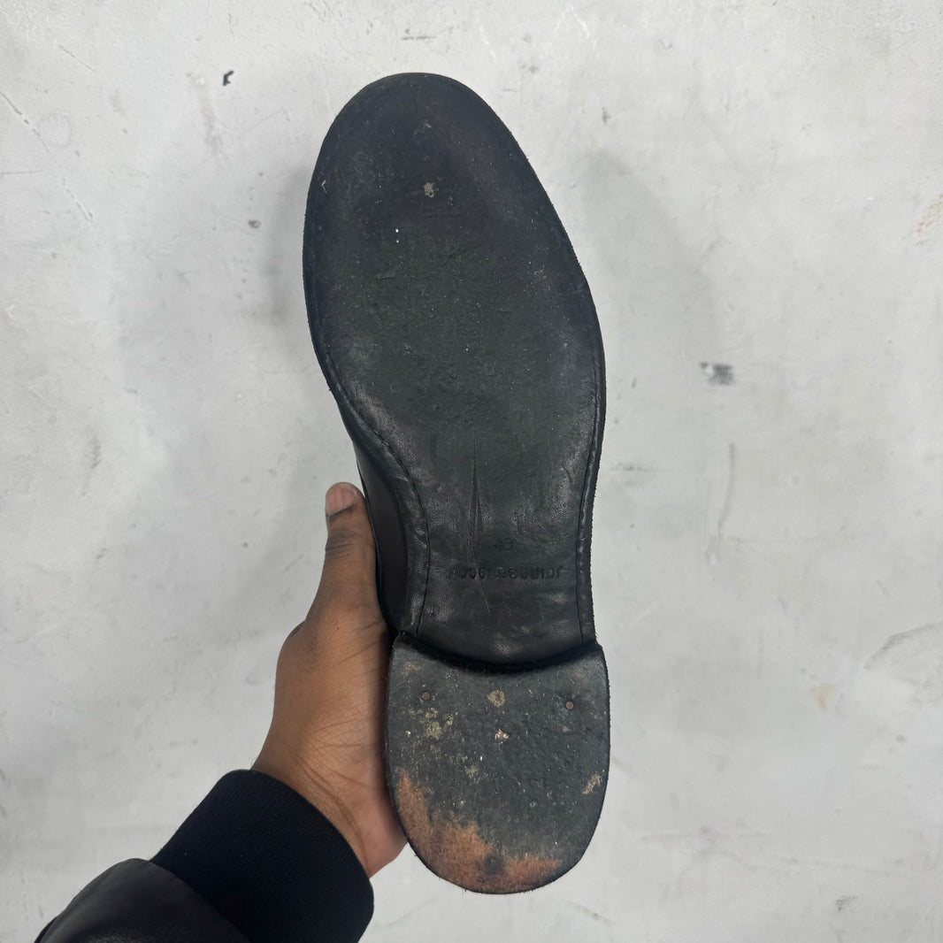 Guidi Black Leather Laced Derbies