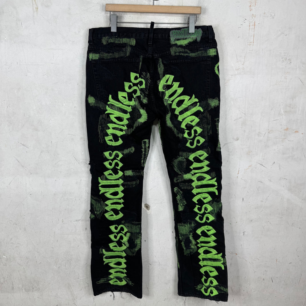 Endless Denim Black/Green Repaired Jeans