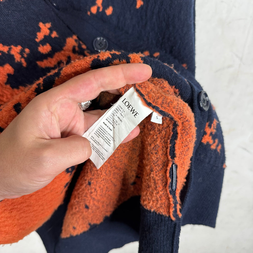 Loewe Wool Blend Orange Splatter Cardigan
