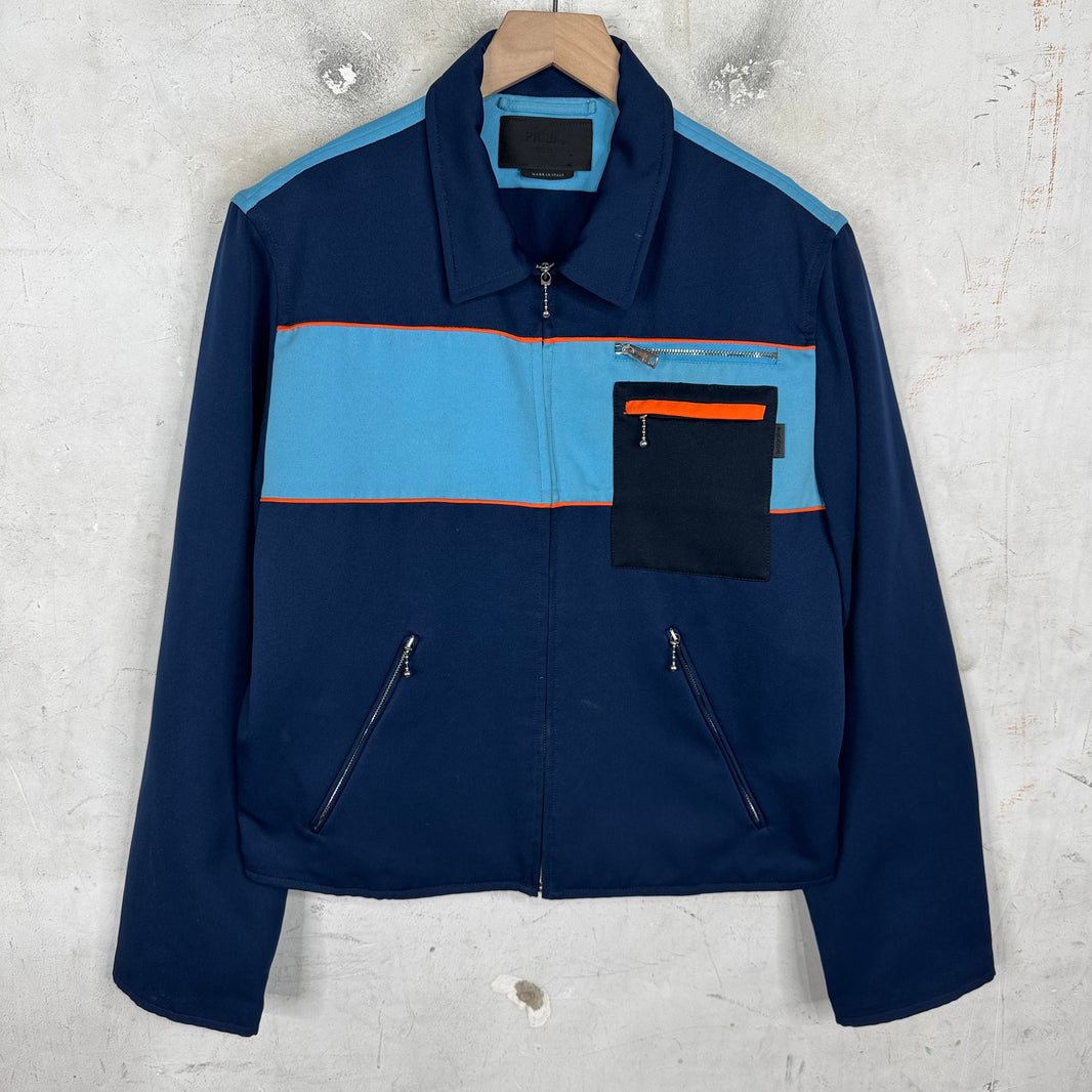Prada Blue Colorblocked Zip Work Jacket