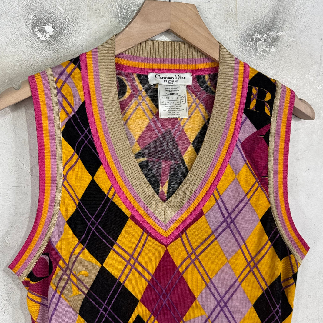 Dior Vintage Patterned Sweater Vest