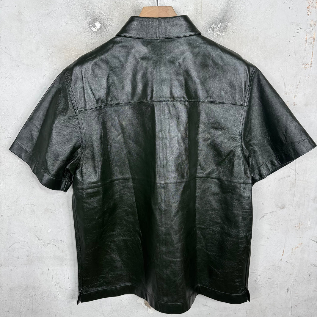 Bottega Veneta Green Leather S/S Shirt