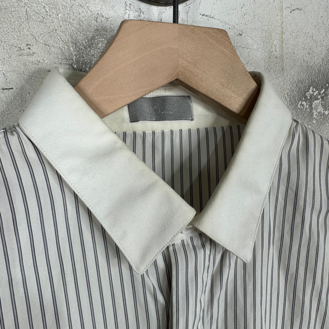 Dior Striped Bee Logo LS Button Up