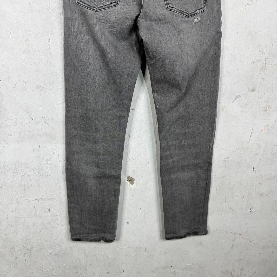 Dior Grey Distressed Quoted Slim Jeans