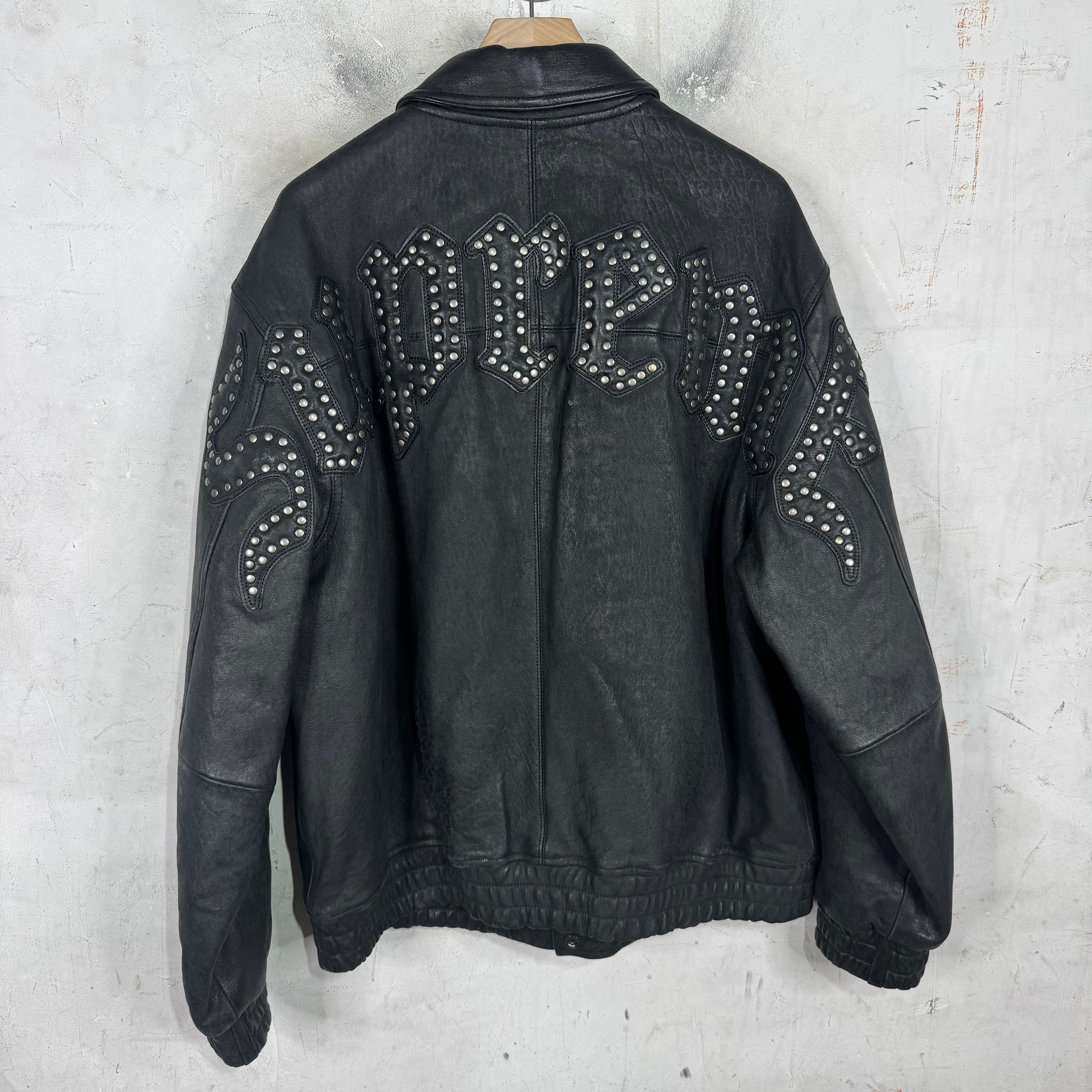 Supreme Pebbled Leather Studded Logo Jacket – www.Lukes.store