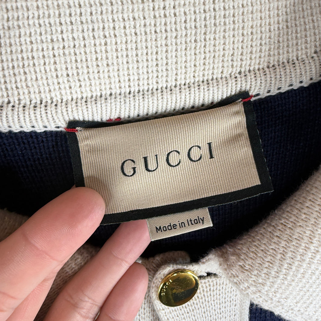 Gucci Navy Button-Up Knit Sweater
