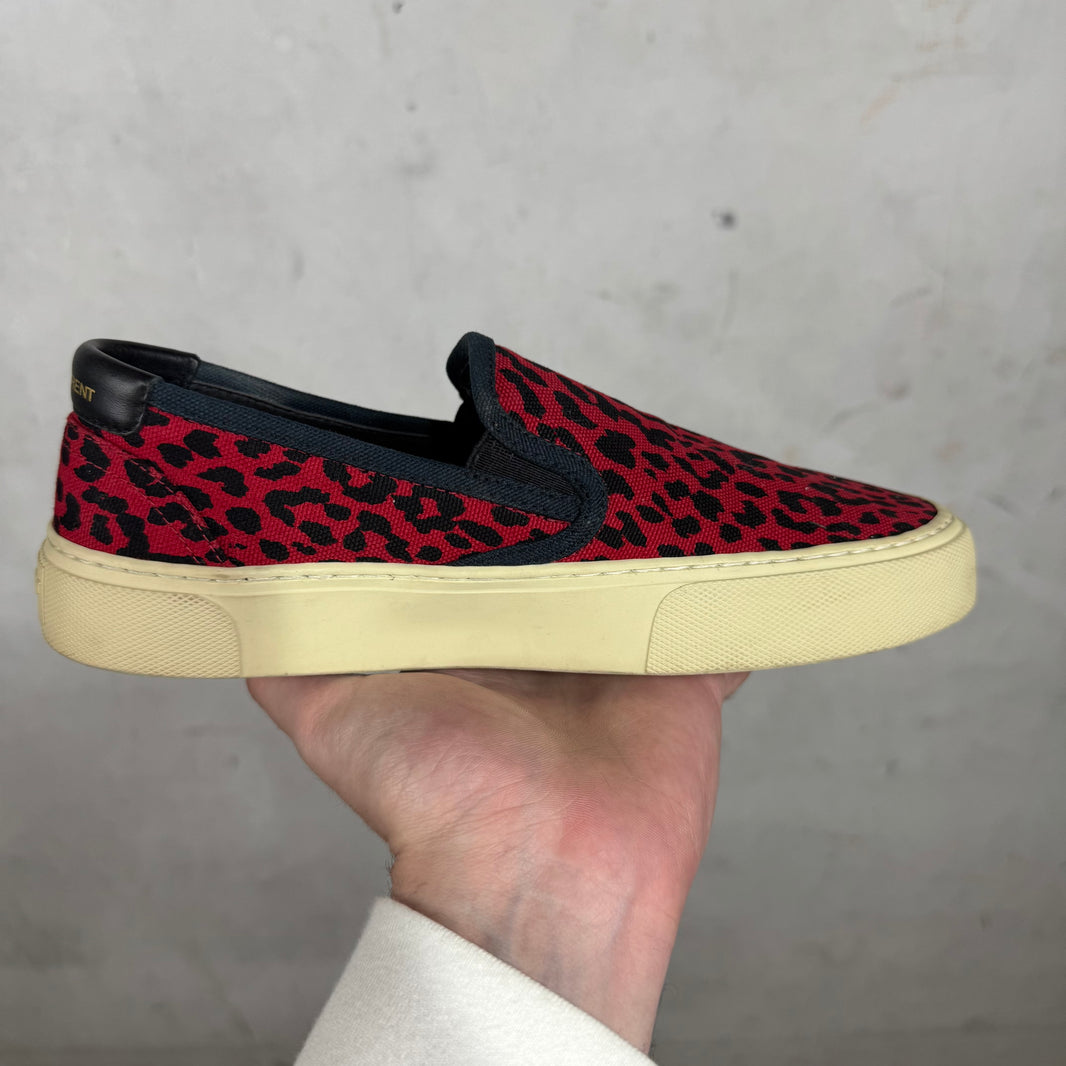 Saint Laurent Red Cheetah Slip Ons