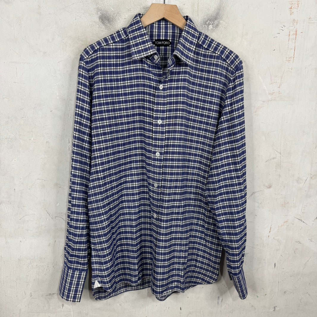 Tom Ford Blue Plaid Flannel Shirt