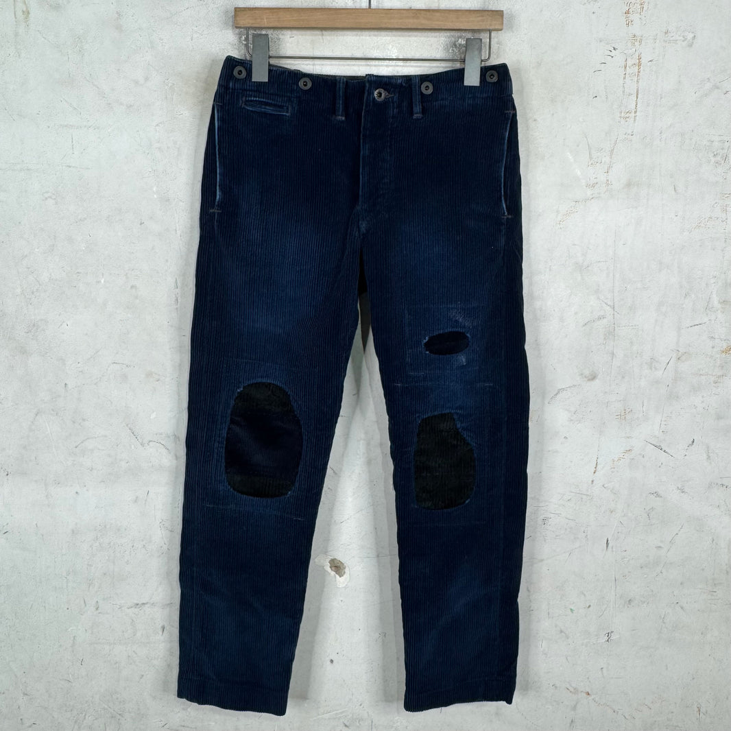 RRL Navy Corduroy Repaired Trousers