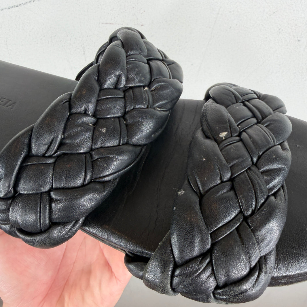 Bottega Veneta Black Woven Sandals