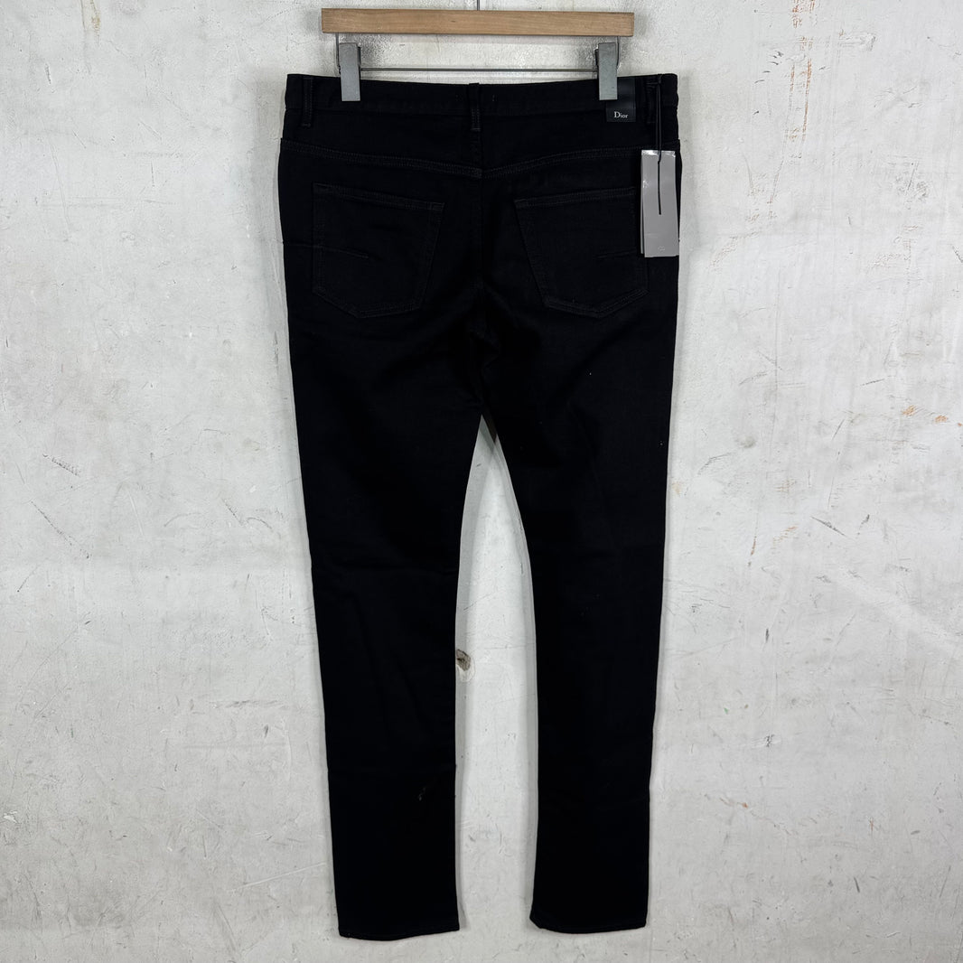 Dior Black Roses Patch Skinny Jeans