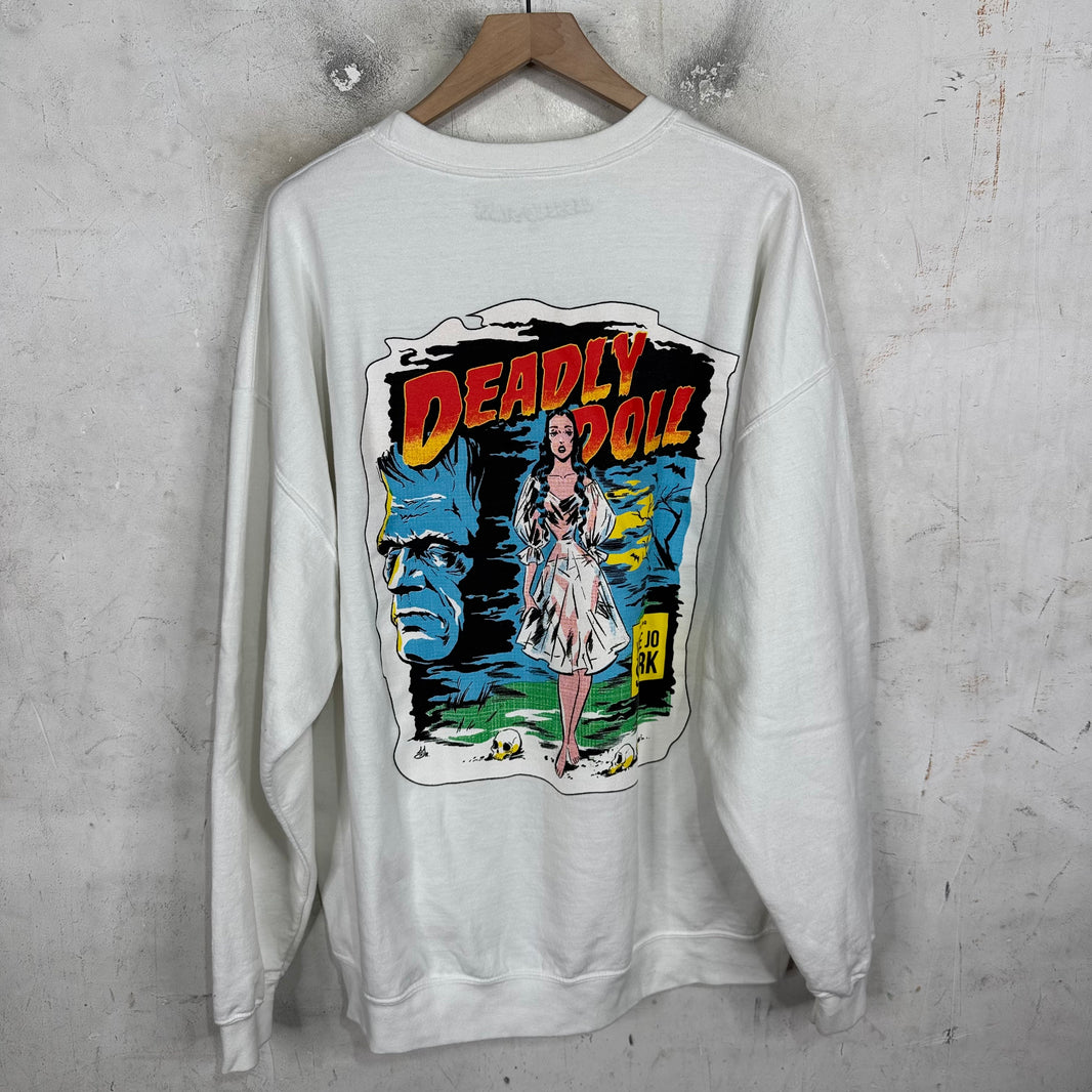 Deadly Doll White Comic Print Crewneck