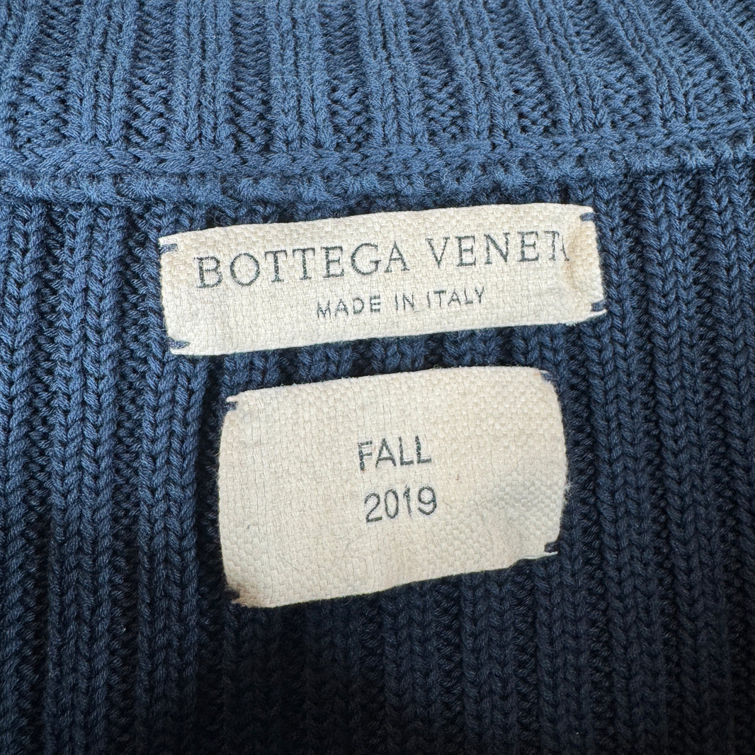 Bottega Veneta Navy Knit Turtleneck Cropped Sweater