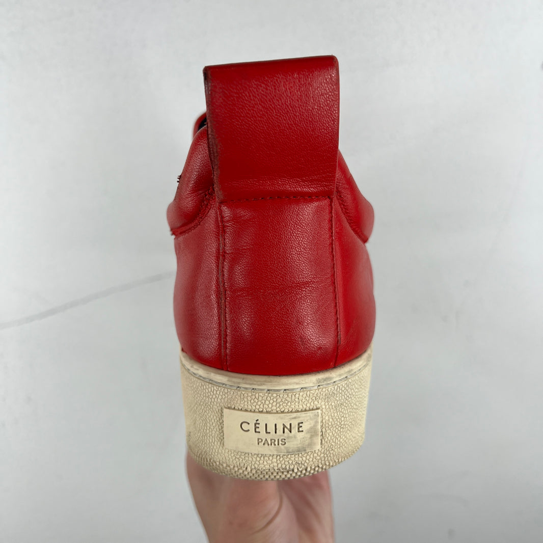 Celine Red Leather Slip On Sneakers