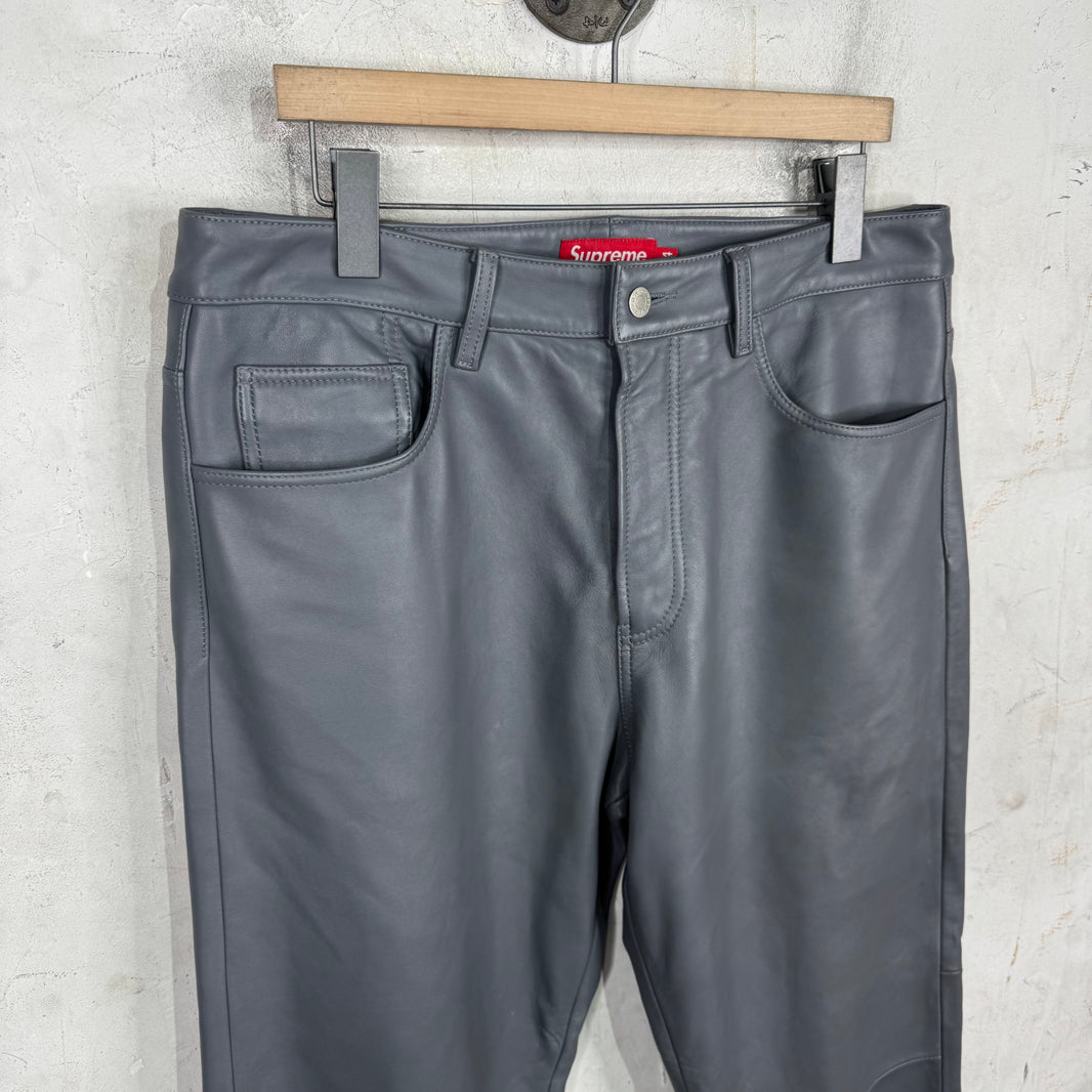 Supreme Grey Leather Pants