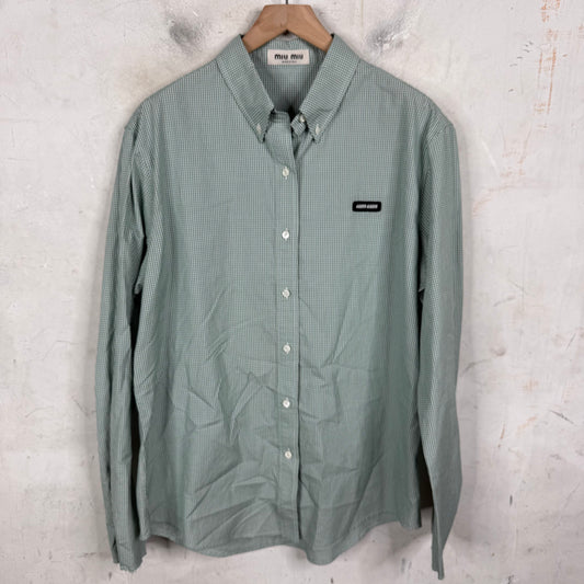 Miu Miu Checkered Logo Dress Shirt