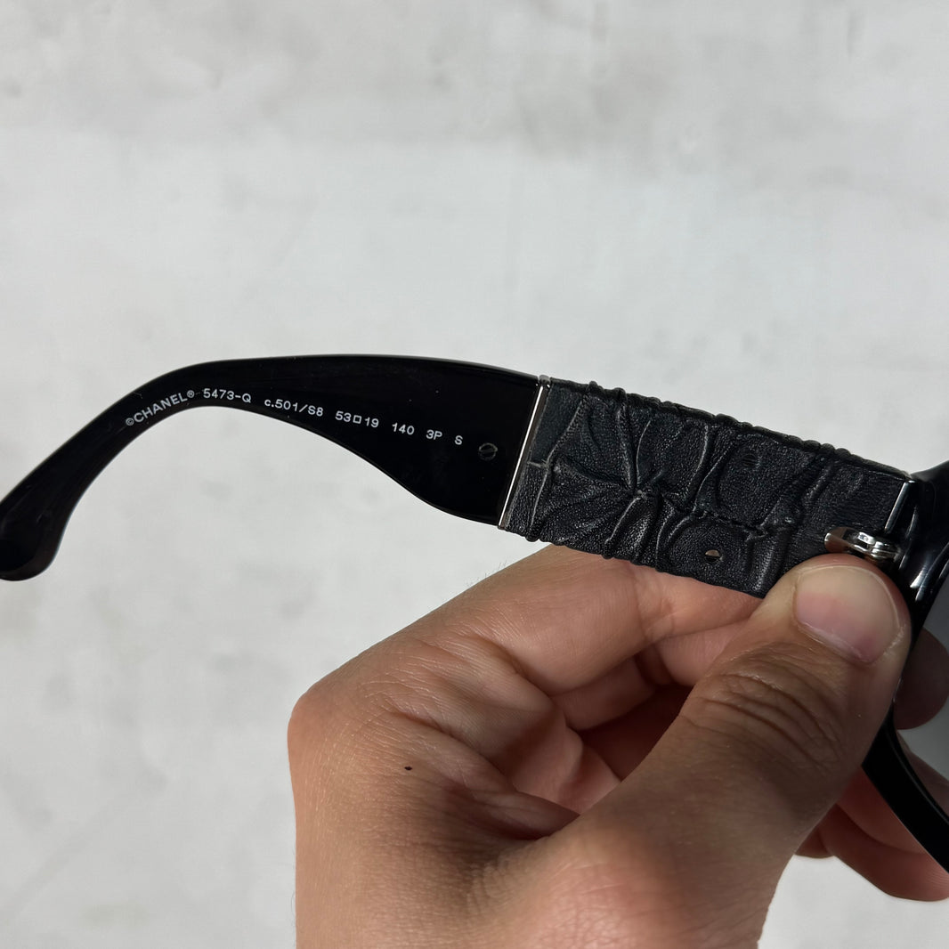 Chanel 5473-Q Scrunched Leather Sunglasses