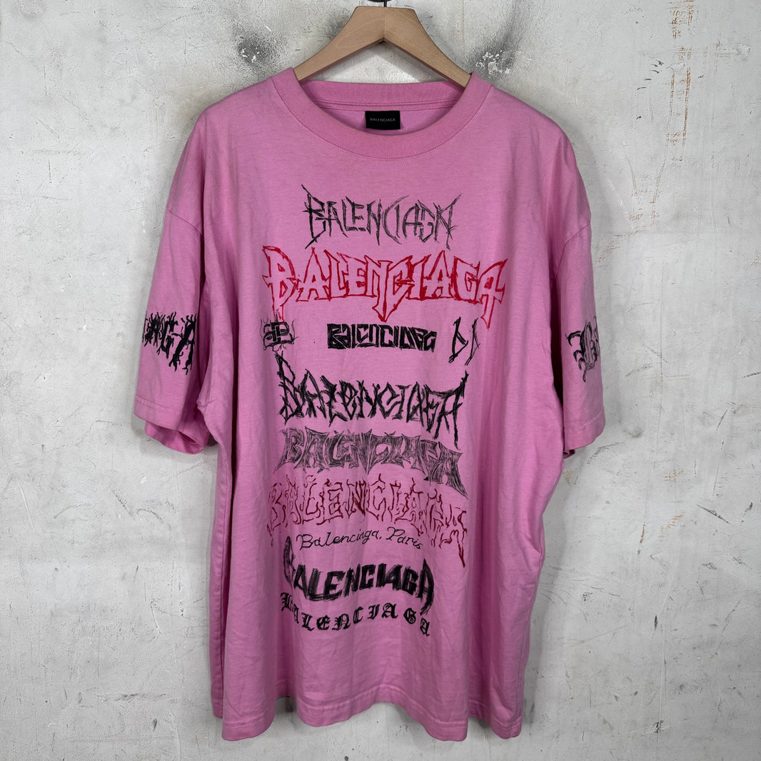 Balenciaga Multi Logo Stencil T-Shirt