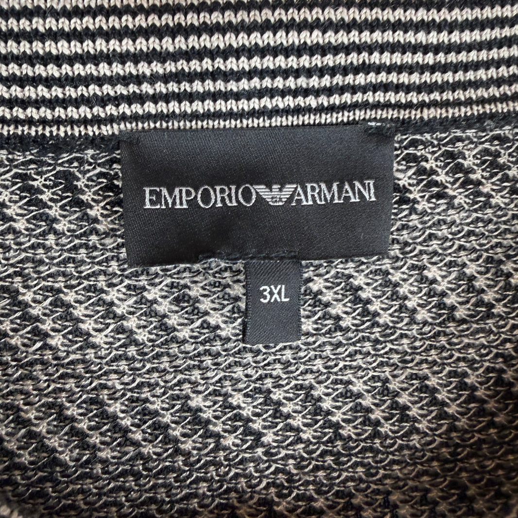 Armani Zig Zag Striped Collared Knit Sweater
