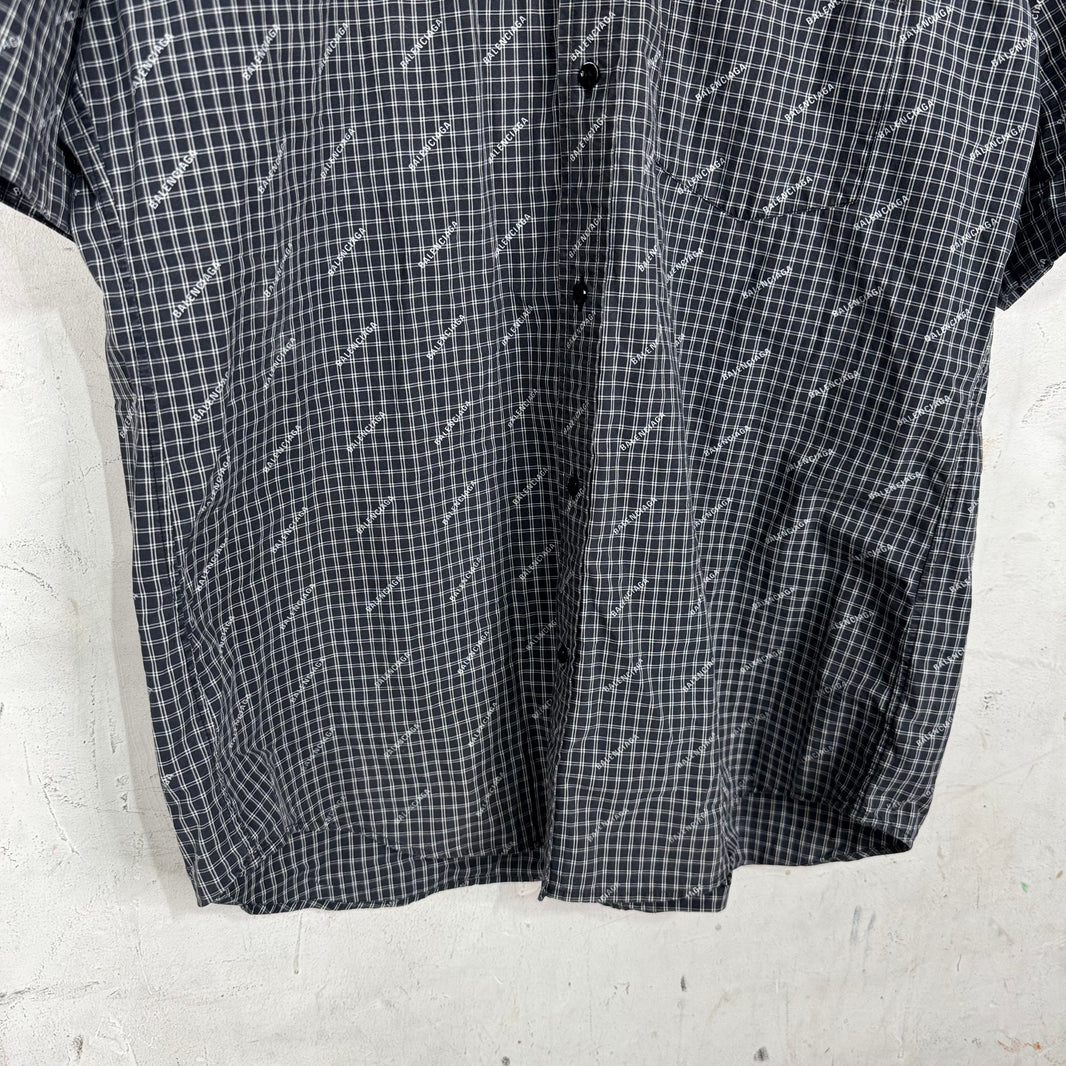 Balenciaga Plaid Logo Short Sleeve Shirt