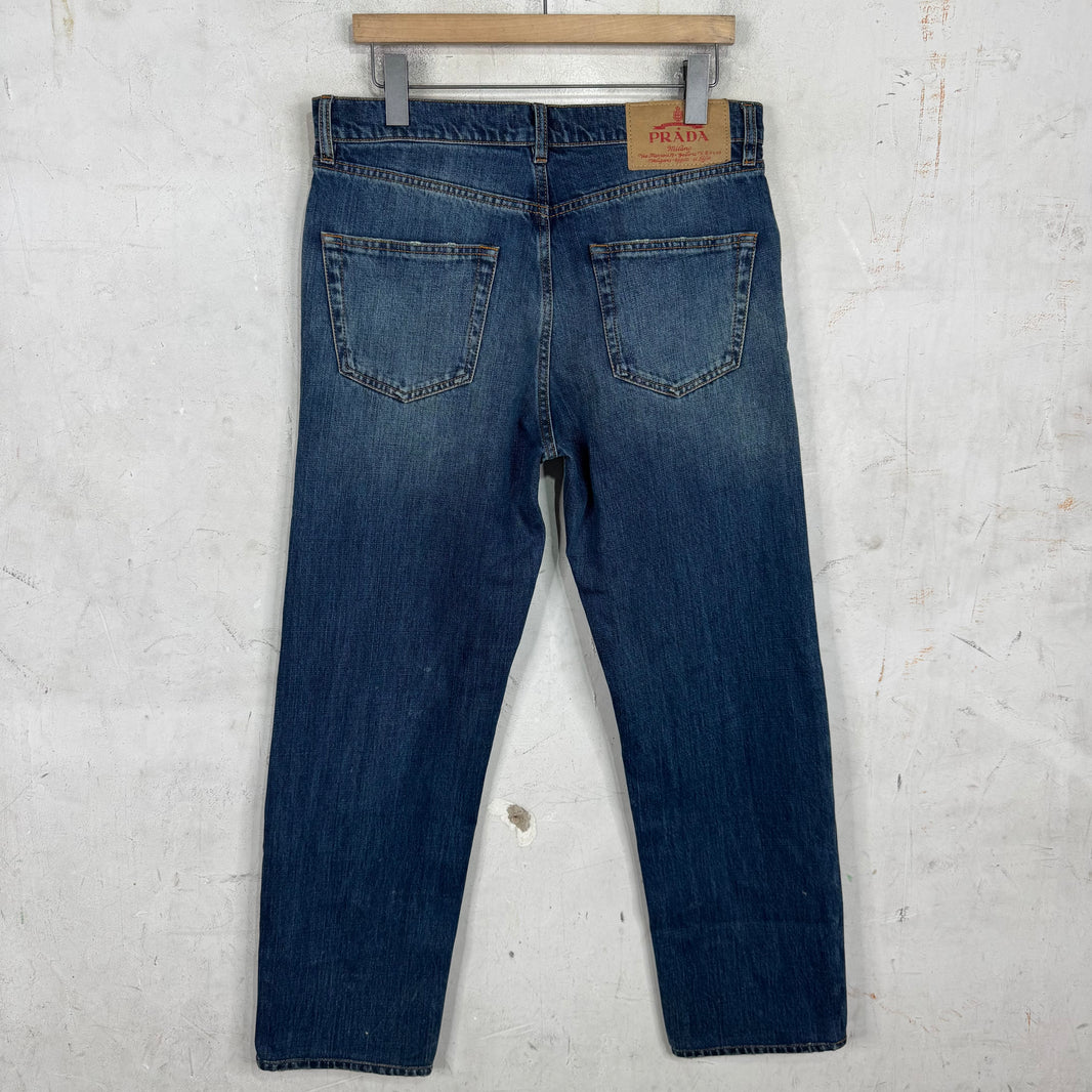 Prada Medium Wash Plaqued Jeans