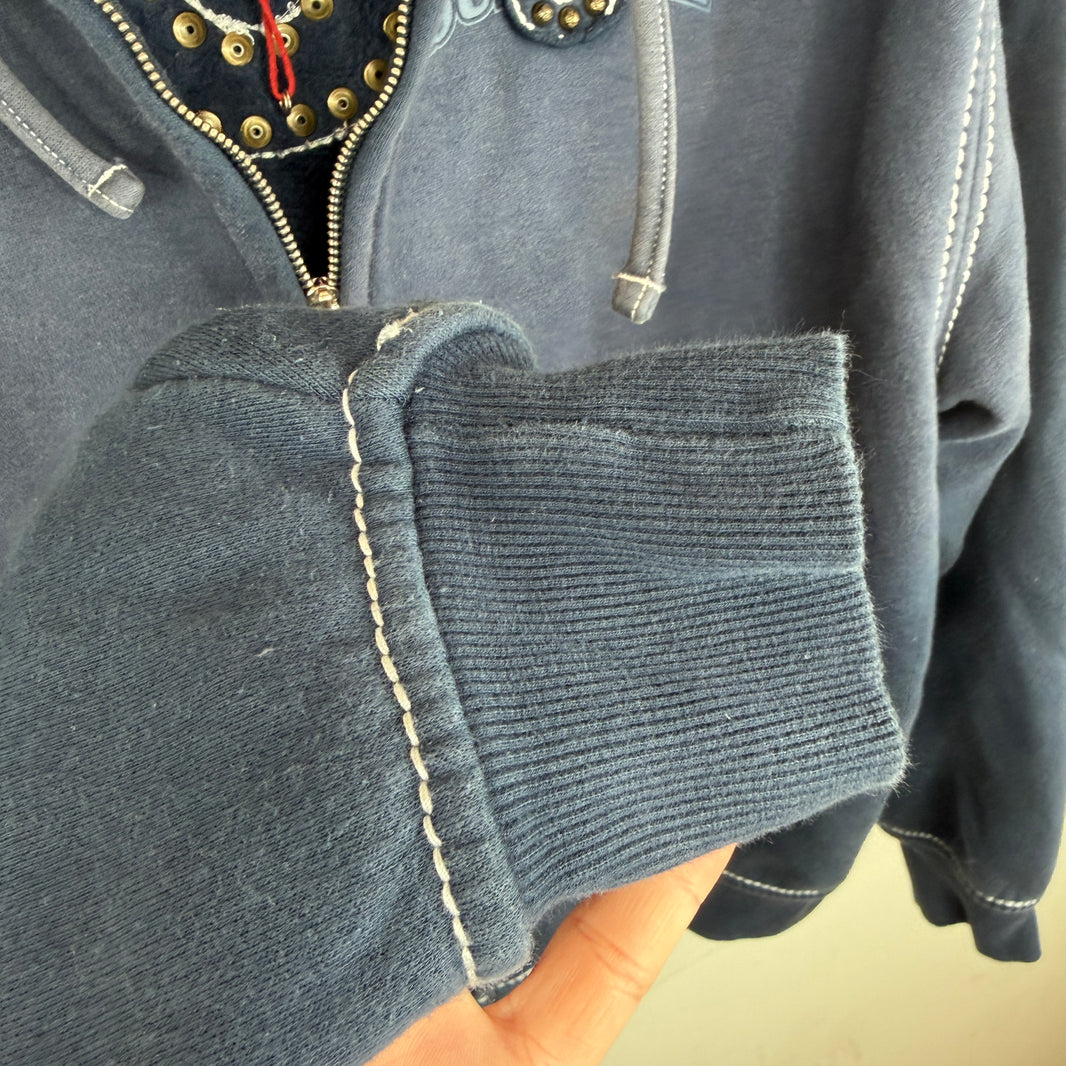 Supreme Navy True Religion Zip Up Hoodie