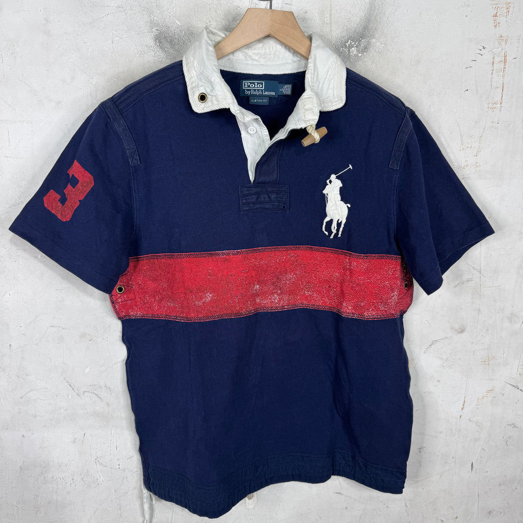 Ralph Lauren Navy Big Horse Red Horizontal Stripe Polo