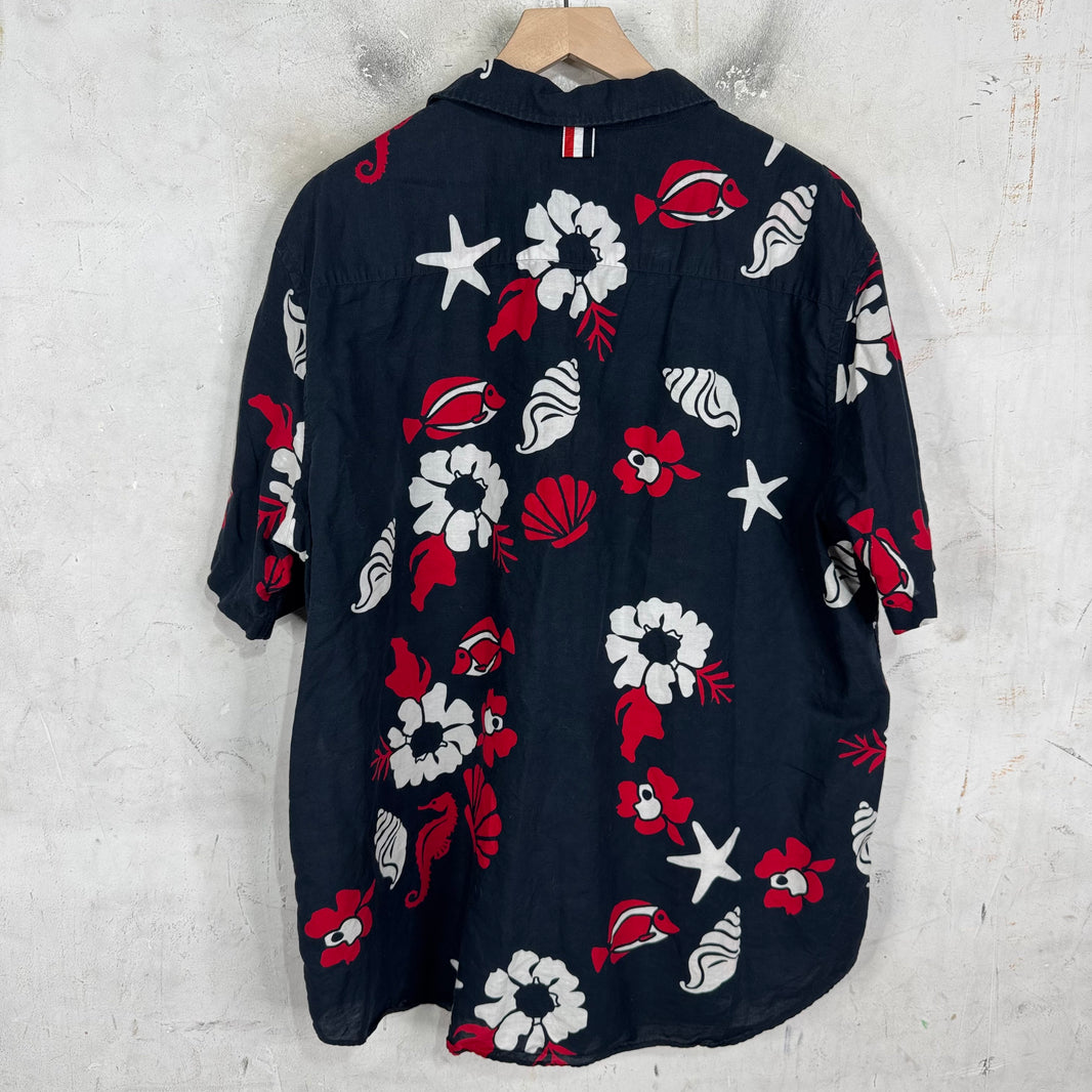 Thom Browne Navy Ocean Print Shirt