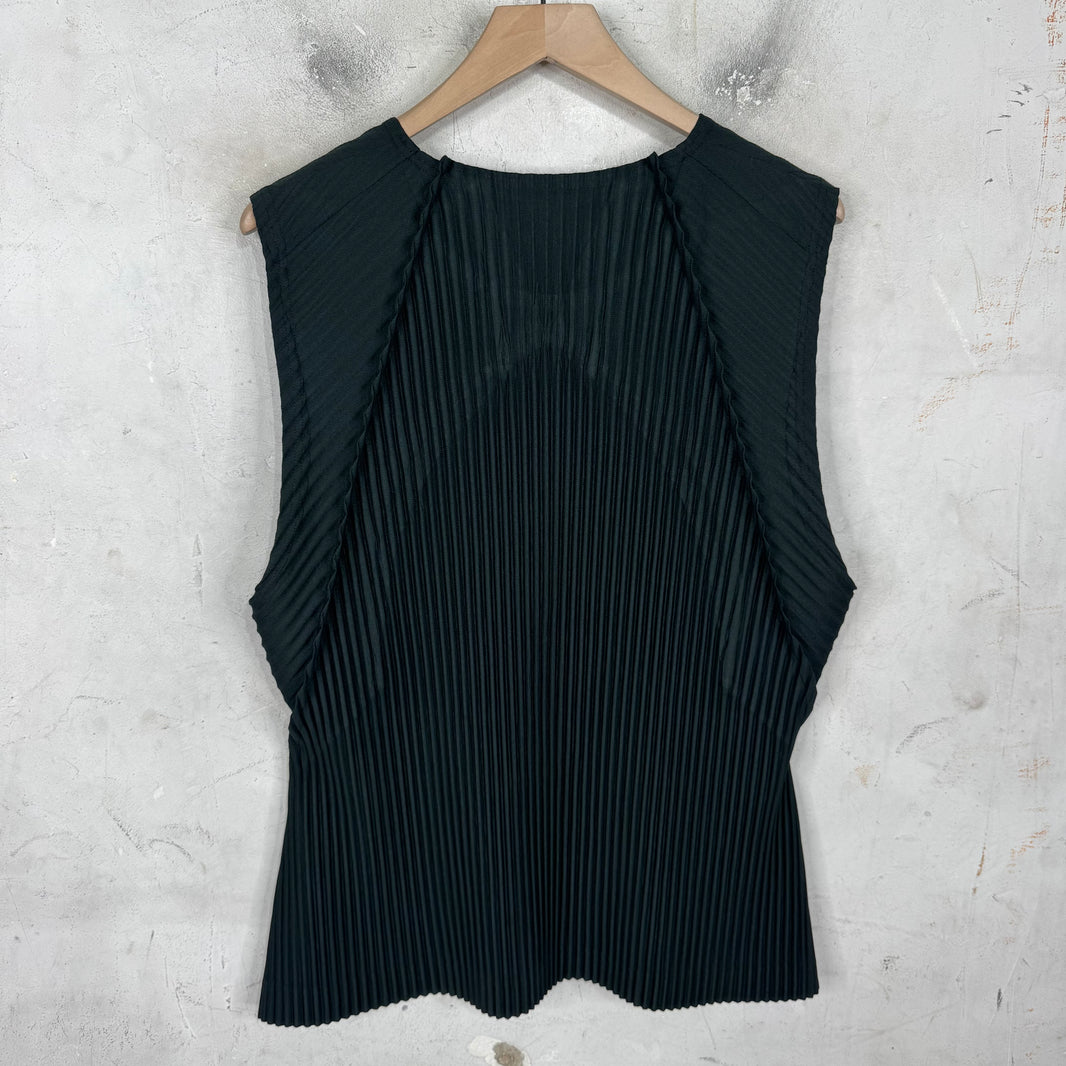Issey Miyake Homme Plisse Green Tank Top