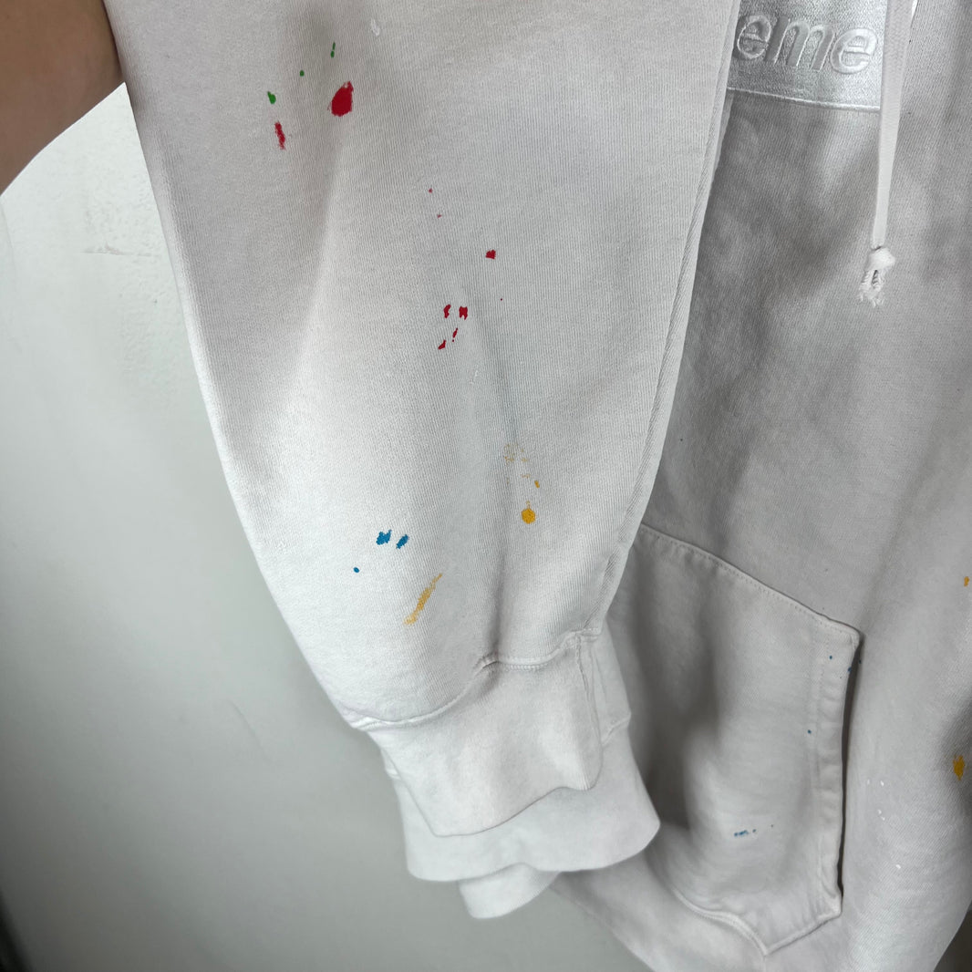 Supreme White MM6 Box Logo Zip-Up Hoodie