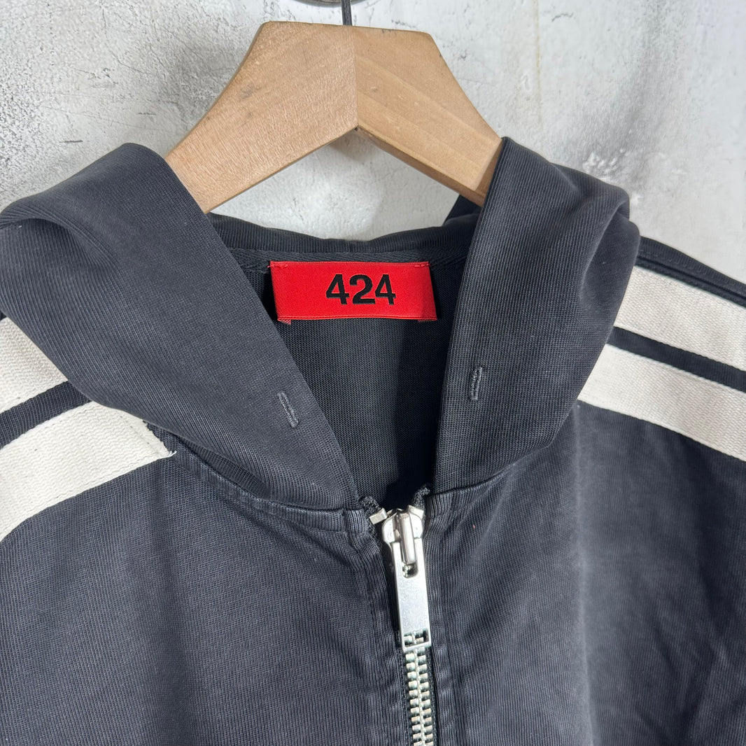 424 Black Zip Up Crest Hoodie