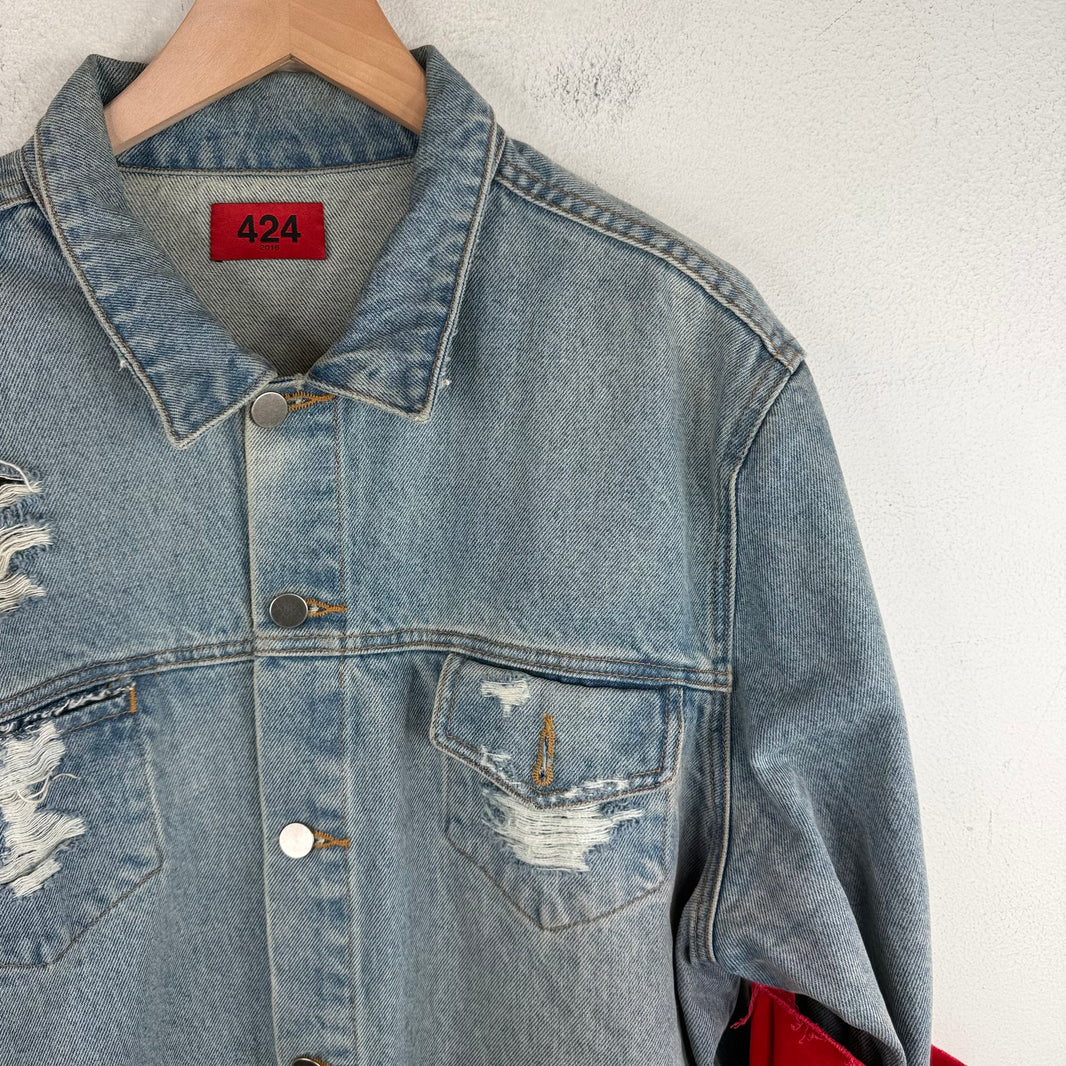 424 Red Arm Band Denim Jacket